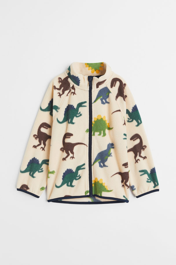 H&M Fleece Jacket Light Beige/dinosaurs
