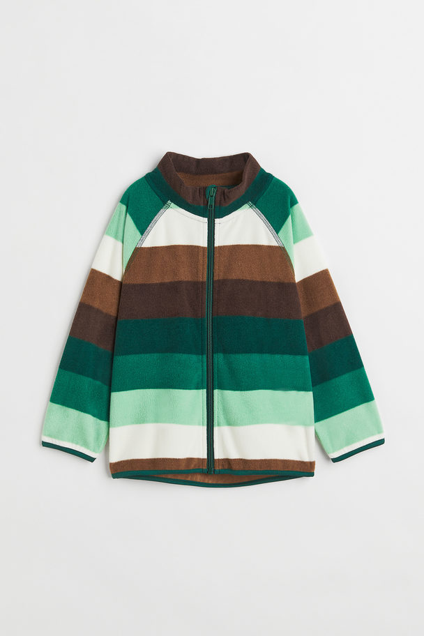 H&M Fleece Jacket Green/brown Striped