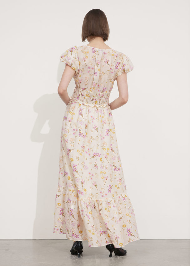& Other Stories Tiered Maxi Dress Lilac/yellow Florals