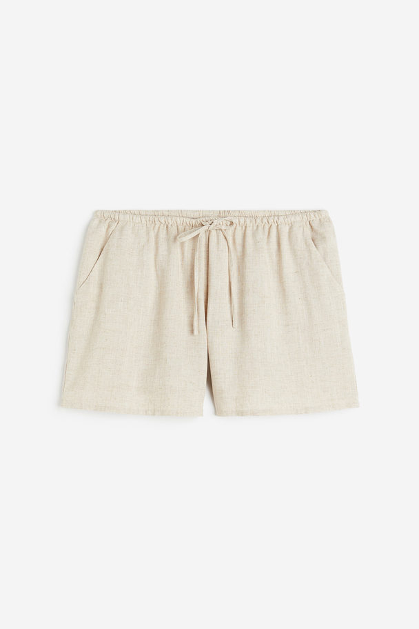 H&M H&m+ Linen-blend Pull-on Shorts Light Beige