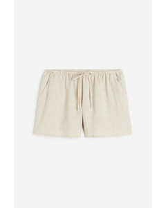 H&m+ Linen-blend Pull-on Shorts Light Beige