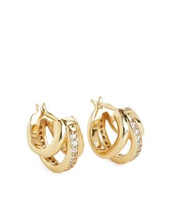 Gold-plated Rhinestone Earrings Gold