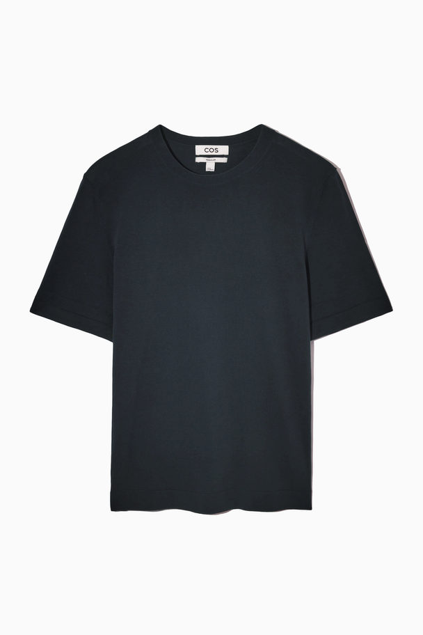 COS Regular-fit Knitted-cuff T-shirt Dark Navy