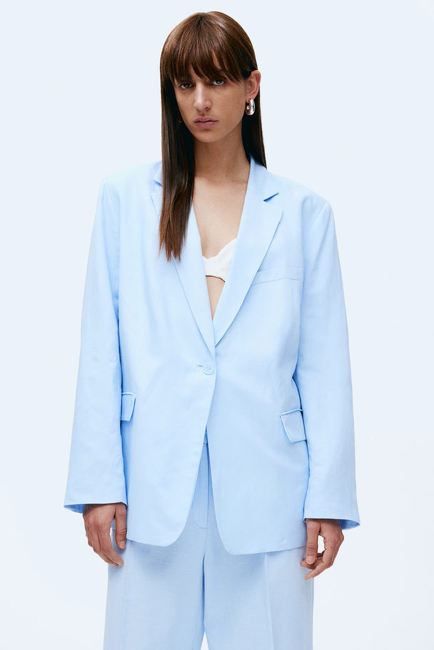 H&M Blazer aus Leinenmix Hellblau