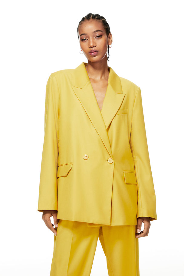 H&M Double-breasted Blazer Geel