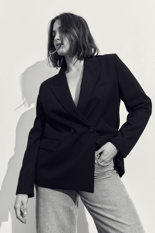H&M Double-breasted Blazer Black