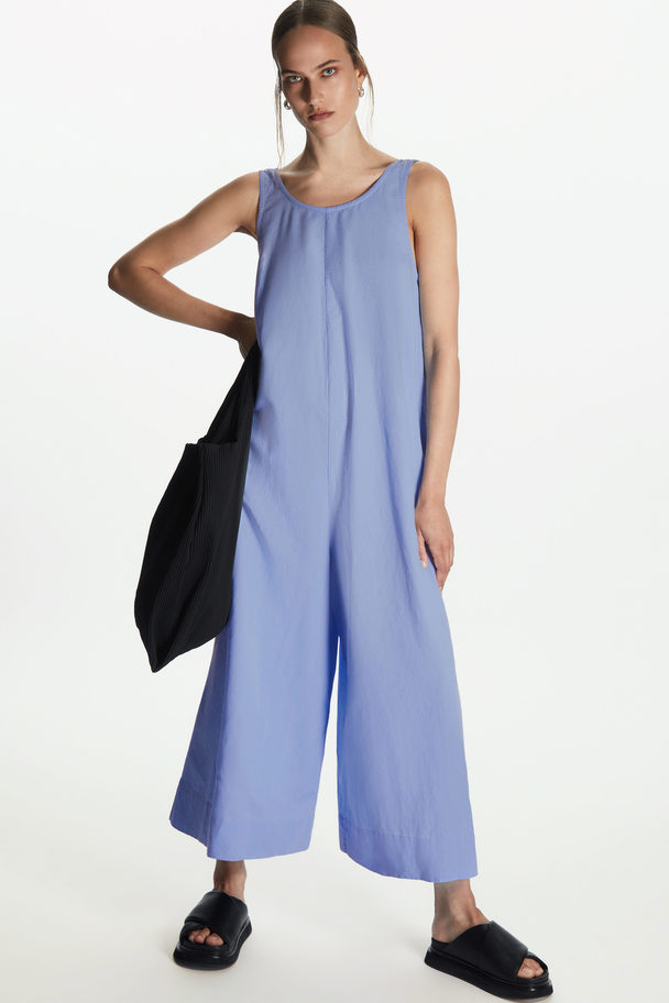 COS Wide-leg Linen-blend Jumpsuit Light Blue