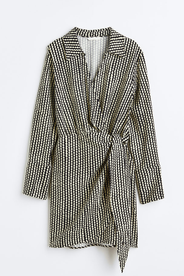 H&M Slå Om-kjole Sort/mønstret