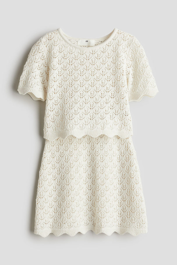 H&M 2-piece Crochet-look Set Cream