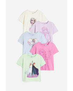 Set Van 5 T-shirts Met Print Gebroken Wit/frozen