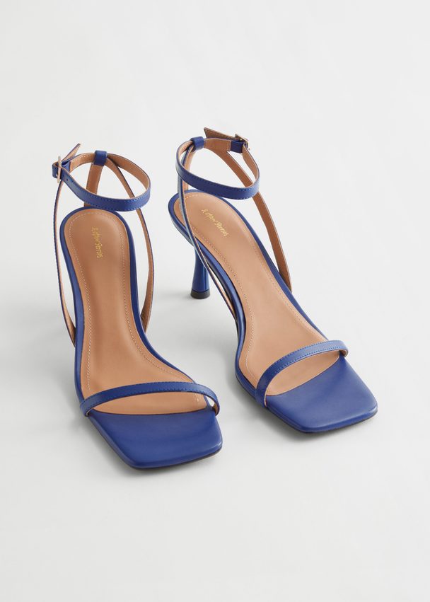 & Other Stories Strappy Leather Heeled Sandal Blue