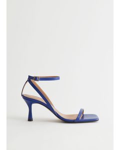 Strappy Leather Heeled Sandal Blue