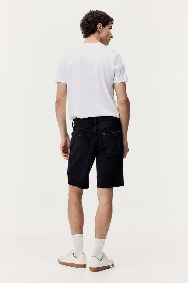 H&M Regular Denim Short Zwart