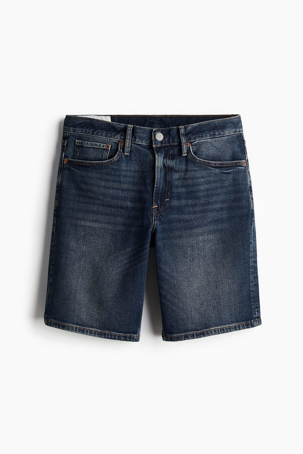 H&M Regular Denim Shorts Dunkles Denimblau