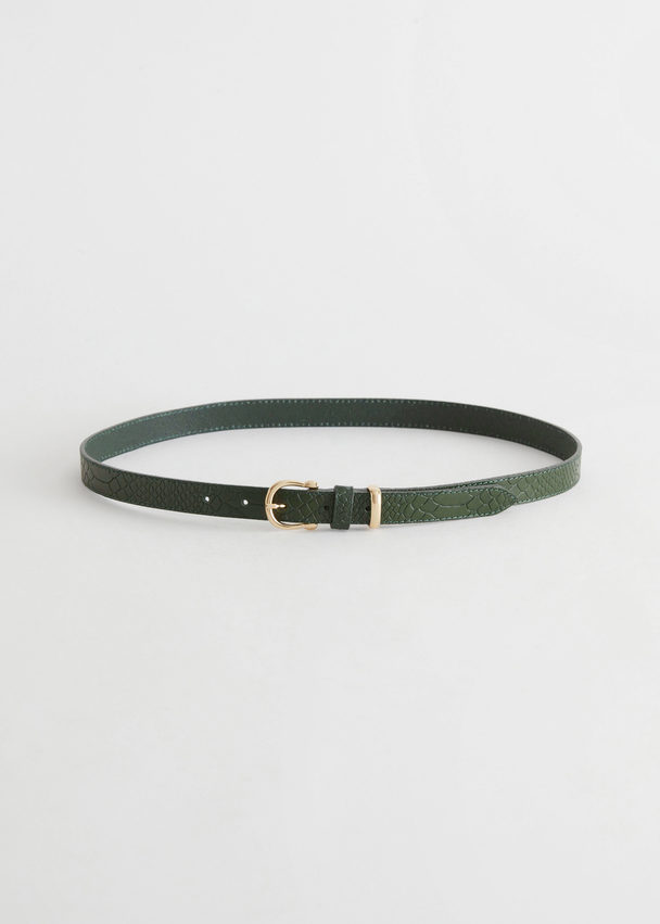 & Other Stories Leather Belt Green