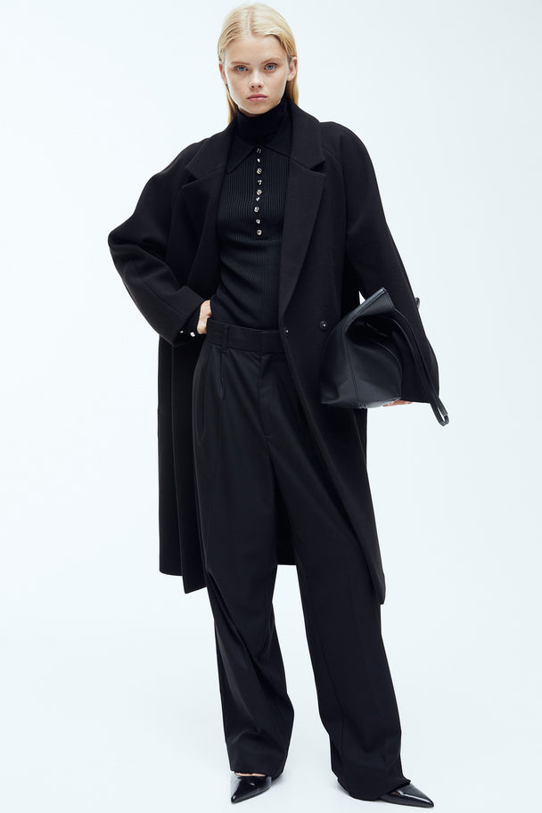 H&M Double-breasted Coat Black