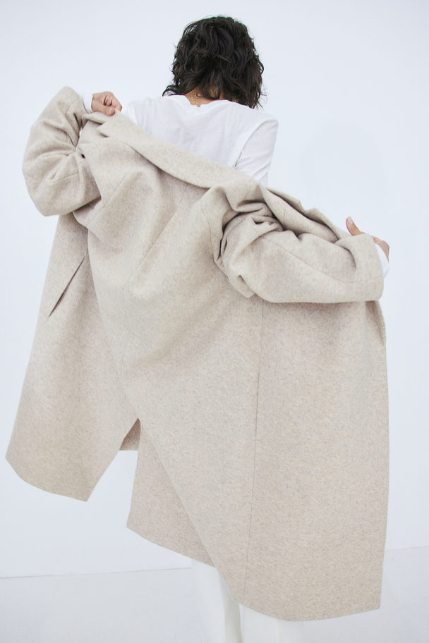 H&M Zweireihiger Mantel Hellbeigemeliert
