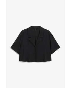 Black Cropped Resort Shirt Black