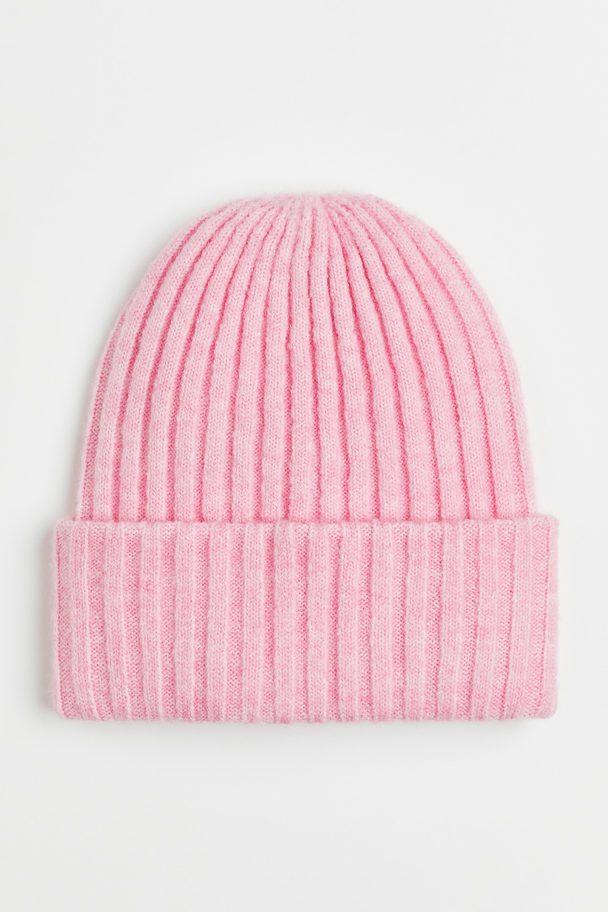 H&M Rib-knit Hat Pink