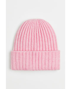 Rib-knit Hat Pink