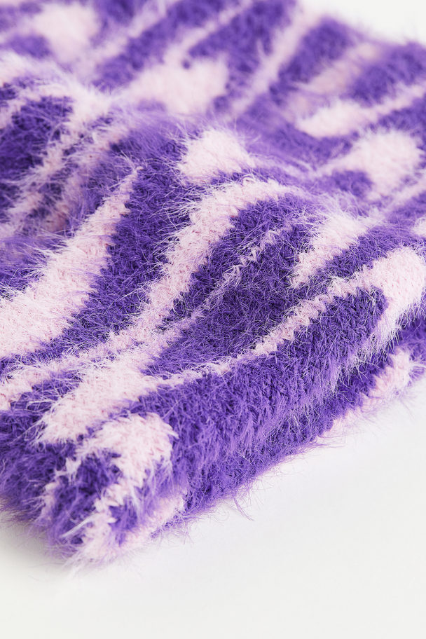 H&M Rib-knit Hat Purple/patterned
