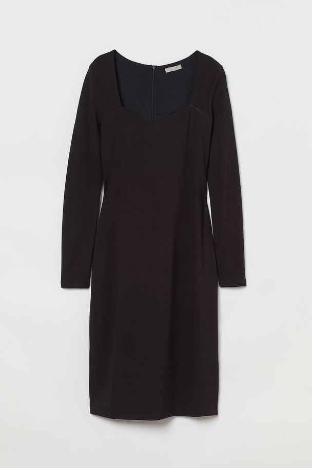 H&M Kleid mit Herzausschnitt Schwarz