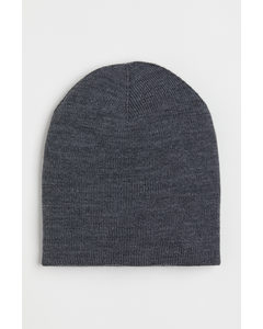 Fine-knit Wool Hat Dark Grey
