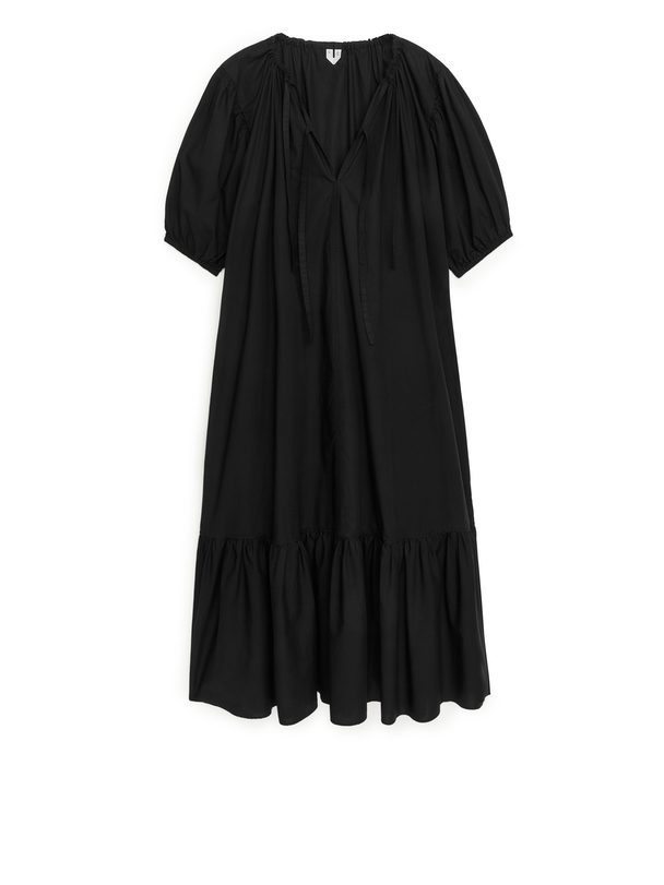 ARKET Tiered Cotton Dress Black