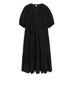 Tiered Cotton Dress Black