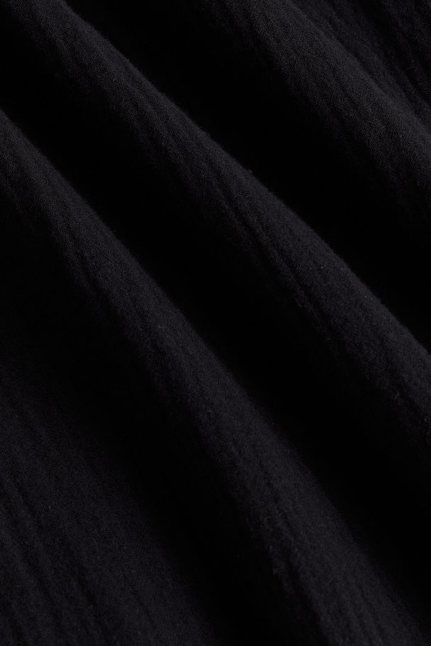 H&M Frill-trimmed Cotton Dress Black