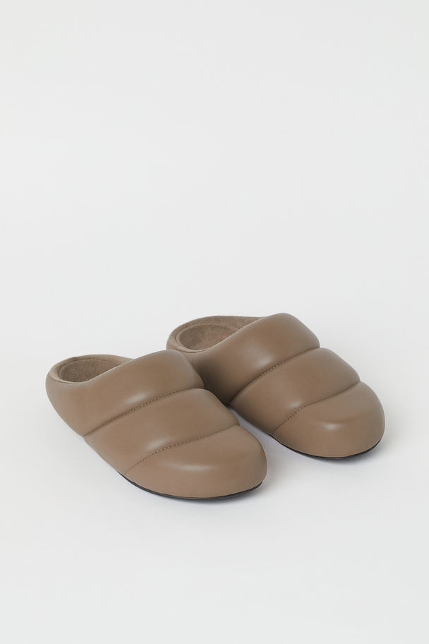 H&M Quilted Slippers Dark Greige