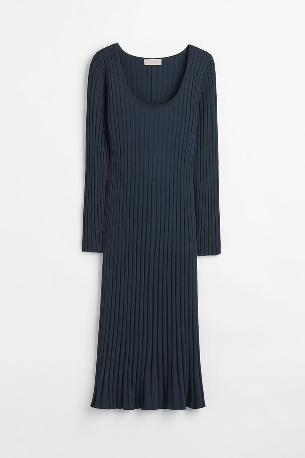 H&M Rib-knit Dress Dark Blue