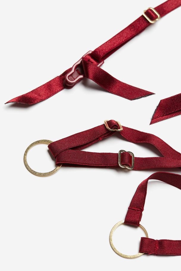 H&M Lace Suspender Belt Dark Red