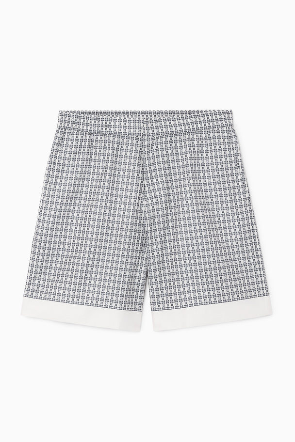 COS Printed Elasticated Shorts White / Printed