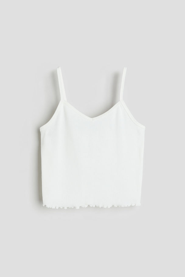H&M Ribbed Jersey Strappy Top White