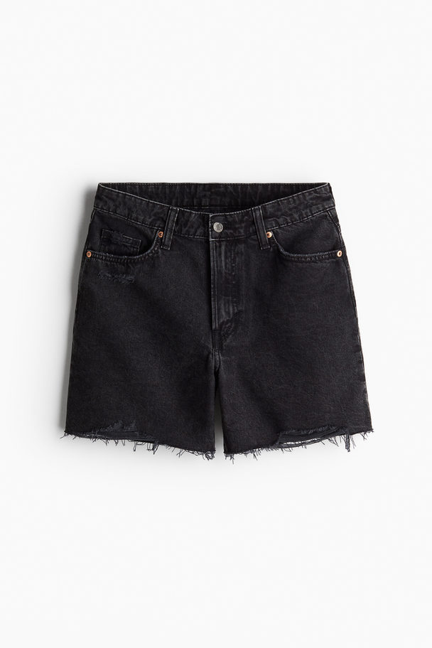 H&M Denim Bermudashort - High Waist Zwart