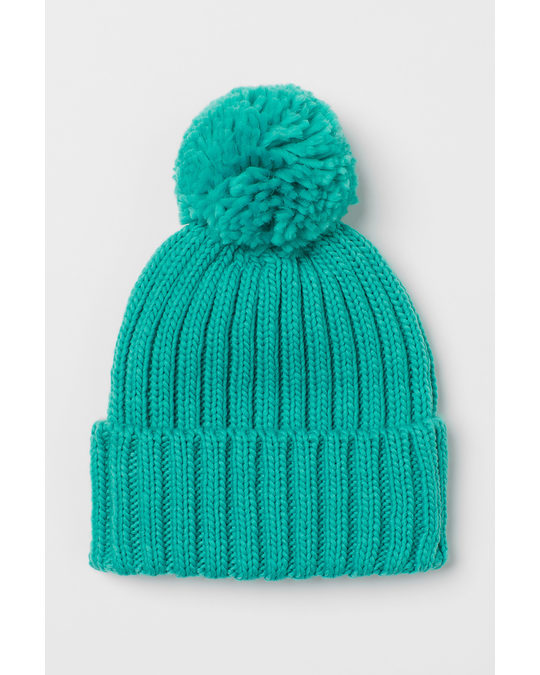 H&M Rib-knit Hat Mint Green