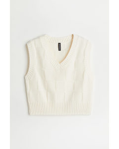 Jacquard-knit Sweater Vest White