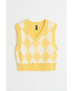 Jacquard-knit Sweater Vest Yellow/checked