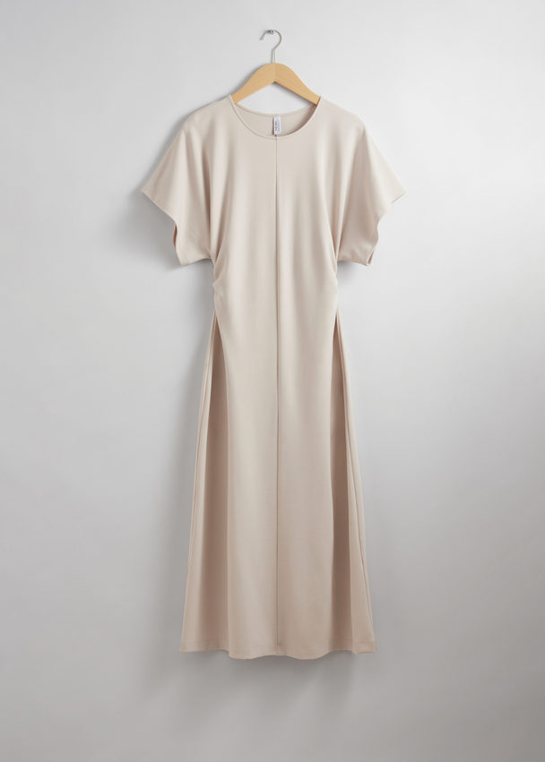 & Other Stories Flutter-sleeve Midi Dress Light Beige