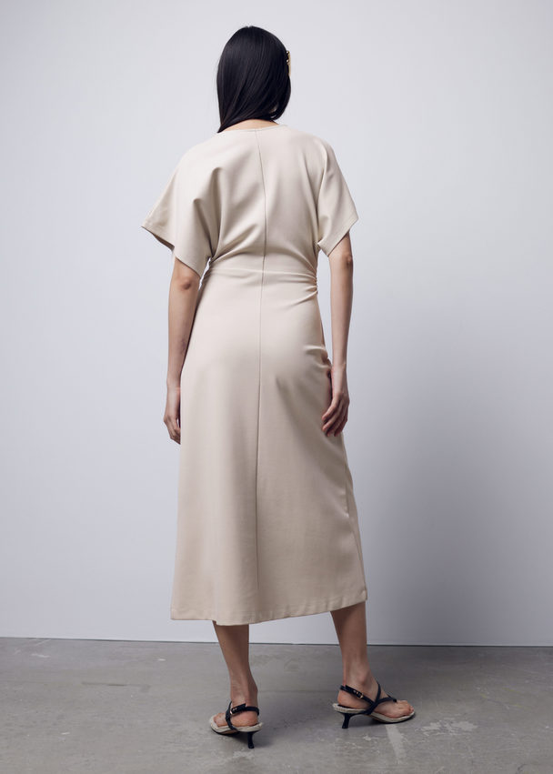 & Other Stories Flutter-sleeve Midi Dress Light Beige