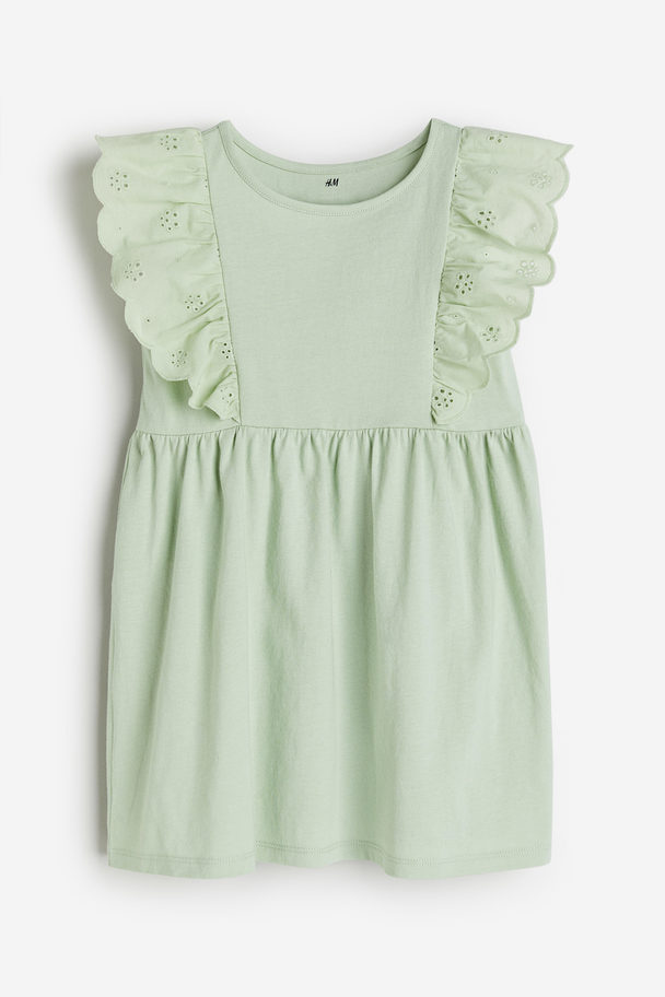 H&M Jerseykleid mit Volants Hellgrün