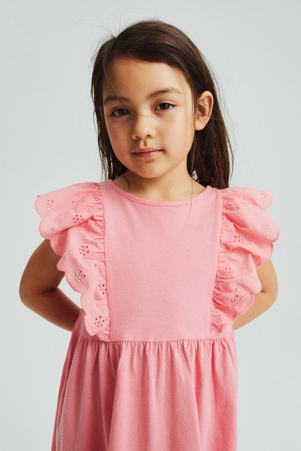 H&M Jerseykleid mit Volants Rosa