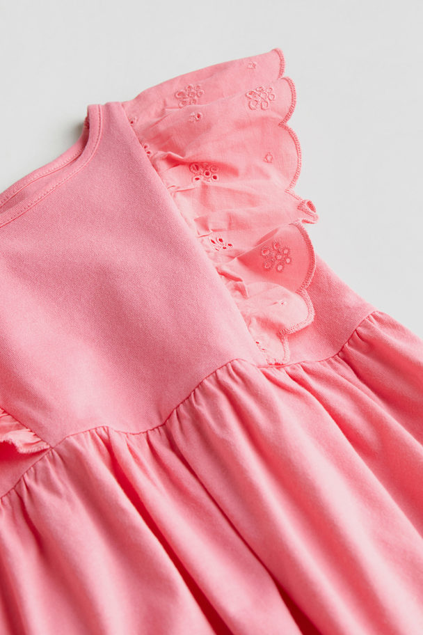 H&M Jerseykleid mit Volants Rosa