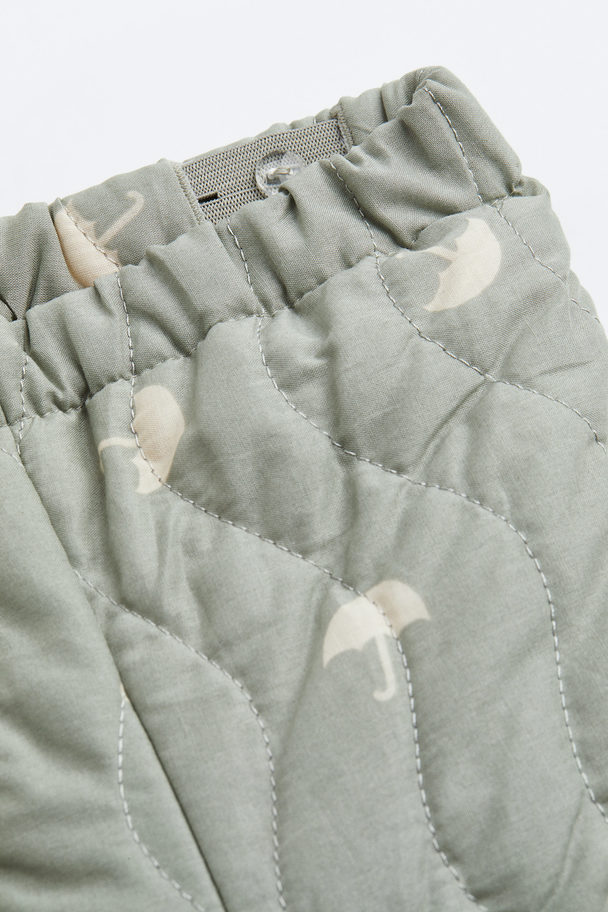 H&M Quilted Trousers Light Grey/umbrellas