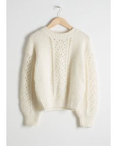 Eyelet Knit Sweater White