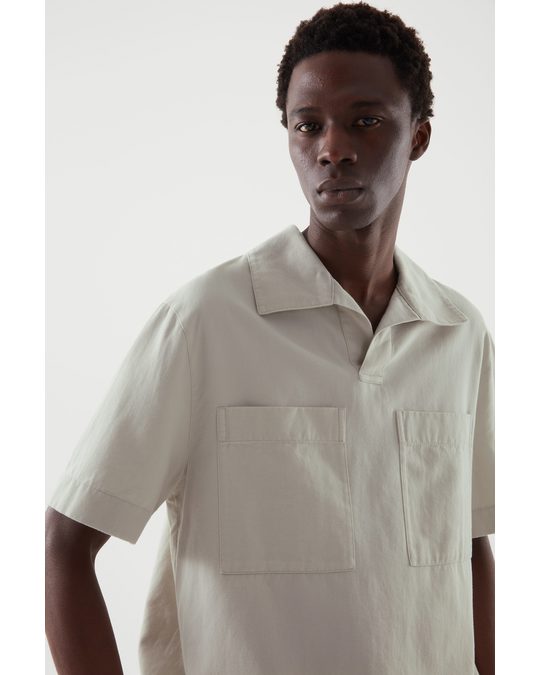 COS Open Collar Polo Shirt Off-white