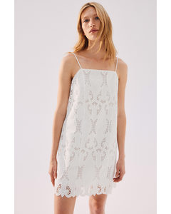 Strappy Jurk Met Broderie Anglaise Wit