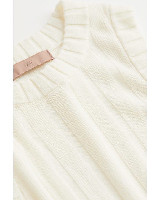 H&M Rib-knit Maxi Dress White