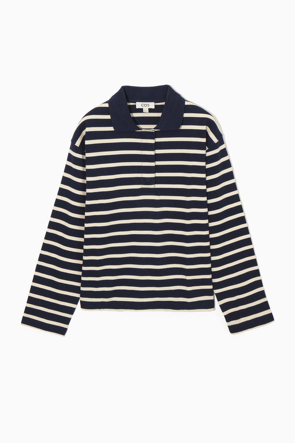 COS Rugby-style Polo Shirt Navy / White / Striped